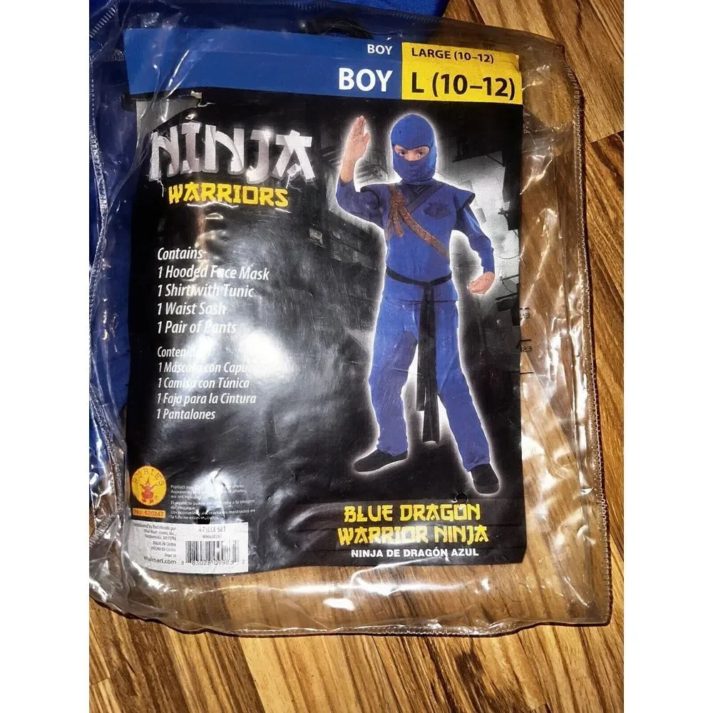 RUBIES NEW Ninja Warriors Blue Dragon Boy's Halloween Costume Large 10 12‎